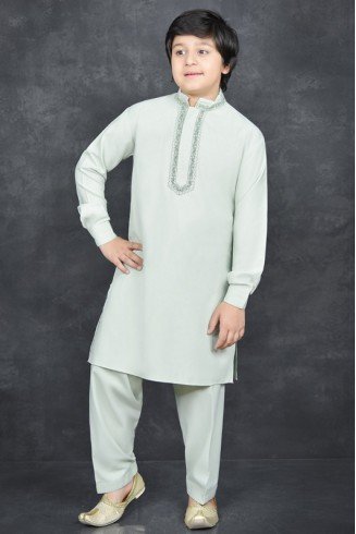 PISTA GREEN READYMADE PAKISTANI BOYS KURTA SHALWAR