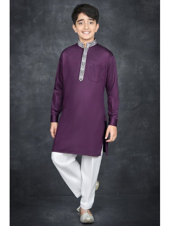 Grape Compote Purple Kids Eid Wear Kurta Shalwar