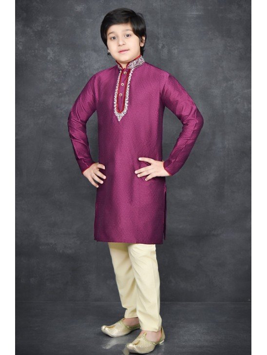 PLUM & BEIGE VIBRANT READYMADE KURTA PYJAMA