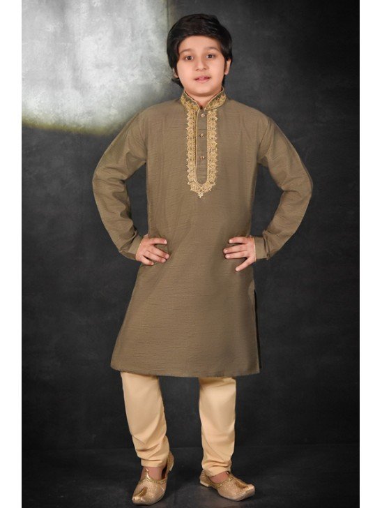 KHAKHI LITTLE KID BOY INDIAN STYLE KURTA PAJAMA