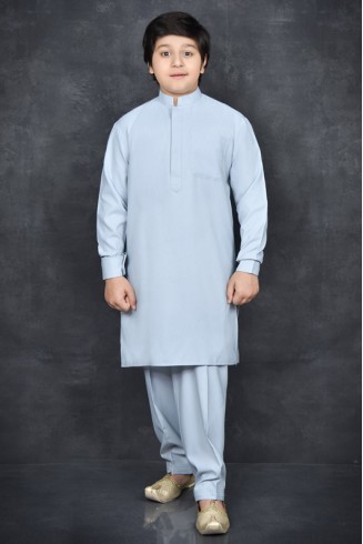 FADED DENIM BLUE EASTERN BOYS FESTIVE SALWAR KAMEEZ