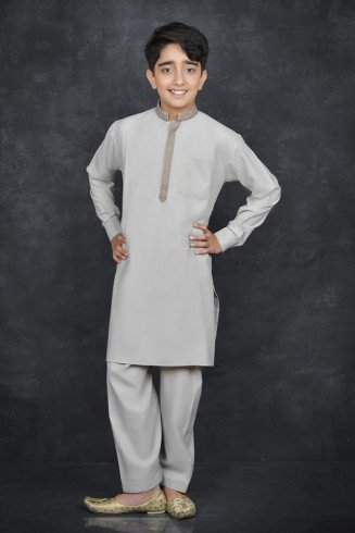 Grey Kurta Pakistani Boys Readymade Salwar Suit