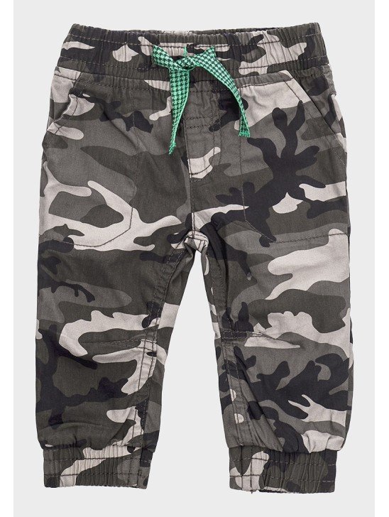 Charcoal Grey Boys Designer Top + Camo Pants Set