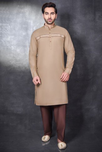 Light Brown Indian Men's Kurta Salwar Suit