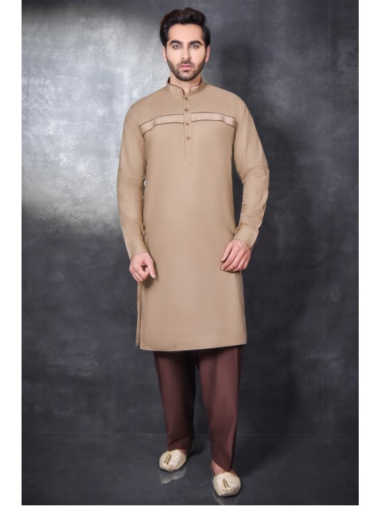 Light Brown Indian Men s Kurta Salwar Suit