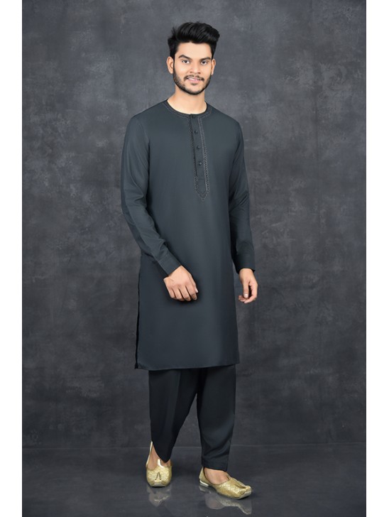 Black Pakistani Men s Kurta Shalwar