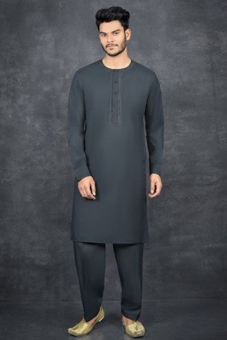 Black Pakistani Men's Kurta Shalwar