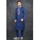 CLASSIC BLUE EMBROIDERED MEN S KURTA PAJAMA SUIT