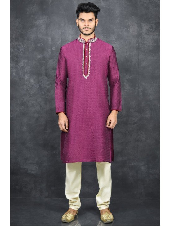 PLUM INDIAN ETHNIC MEN S WEAR KURTA PAJAMA SET