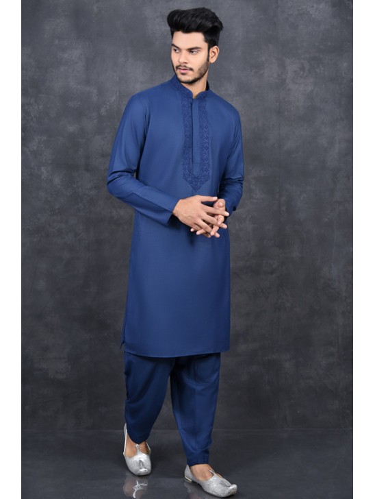 NAVY BLUE READY TO WEAR PAKISTANI MEN S SHALWAR KAMEEZ