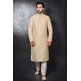 Punjabi Kurta Pakistani Shalwar In Peach Jacquard Fabric