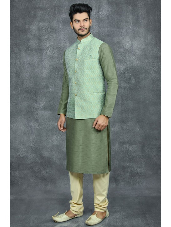 GREEN PAKISTANI MEN S READYMADE WAISTCOAT