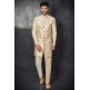 FAWN JACQUARD COAT KURTA AND PYJAMA INDIAN MENS ETHNIC SUIT