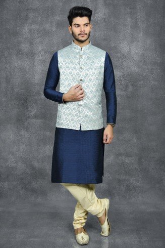 LIGHT GREY INDIAN PAKISTANI MEN'S ETHNIC WAISTCOAT