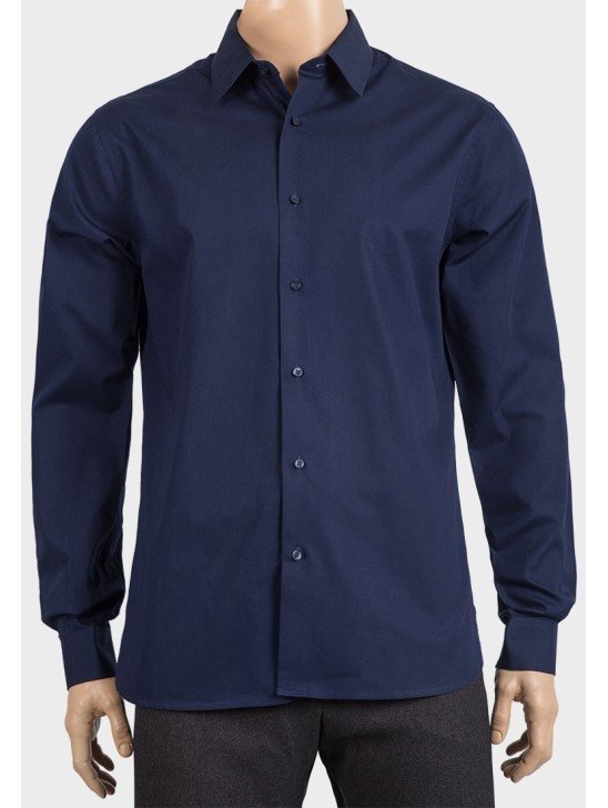 Navy Mens Classic Designer Collared Shirt