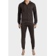 Brown Mens Fleece Lined Designer King Couture 2-Piece Tracksuit