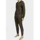 Olive Mens Fleece Lined Designer King Couture 2-Piece Tracksuit