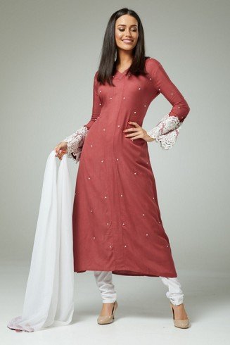 Rose Pink Fancy Pakistani Suit Churidar Dress