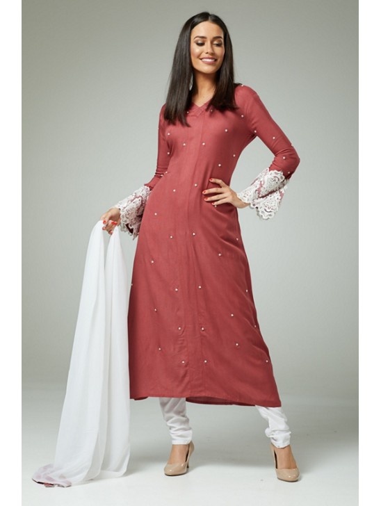 Rose Pink Fancy Pakistani Suit Churidar Dress