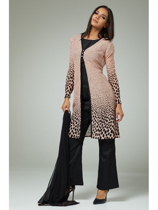 PINK AND BLACK JACKET STYLE INDIAN DESIGNER PARTY WEAR SUIT