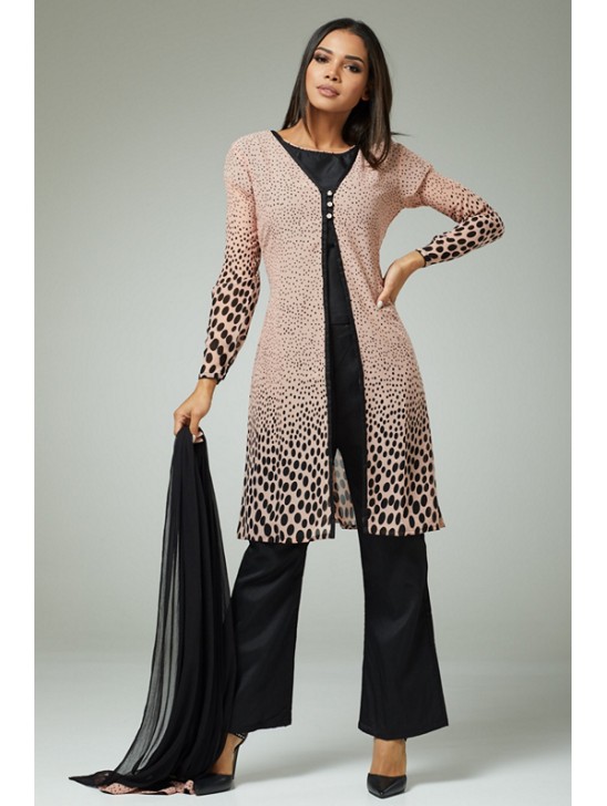 PINK AND BLACK JACKET STYLE INDIAN DESIGNER PARTY WEAR SUIT