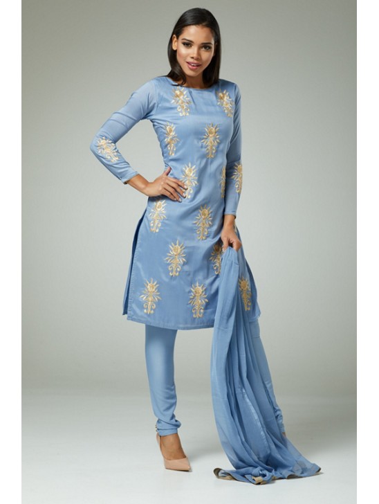 SERENITY BLUE INDIAN PARTY WEAR READYMADE SUIT