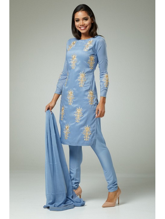 SERENITY BLUE INDIAN PARTY WEAR READYMADE SUIT