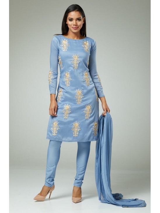 SERENITY BLUE INDIAN PARTY WEAR READYMADE SUIT