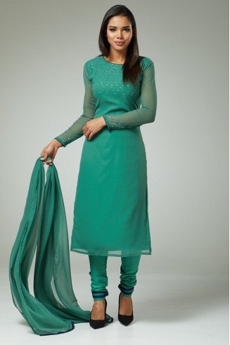 Aqua Marine Green Straight Cut Pakistani Casual Suit