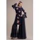 NAVY BLUE FLORAL PRINTED GHARARA SUIT