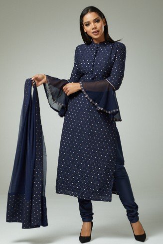 NAVY BLUE DESIGNER PARTY WEAR CHURIDAR SUIT