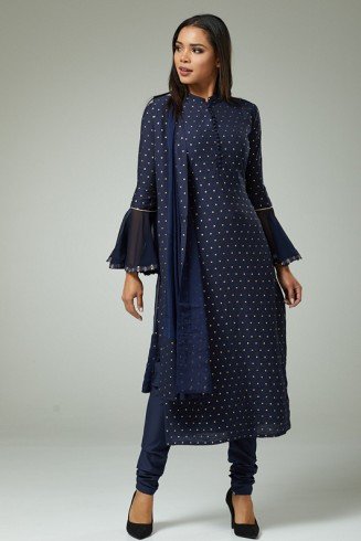 NAVY BLUE DESIGNER PARTY WEAR CHURIDAR SUIT