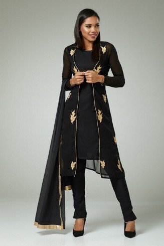 Black Ethnic Jacket Readymade Indian Suit