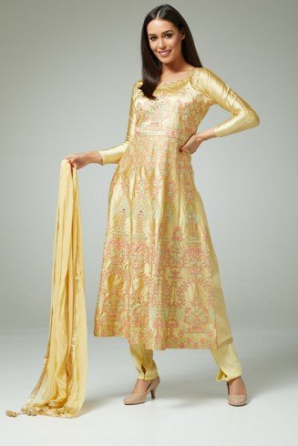 BEIGE READYMADE INDIAN ANARKALI SALWAR SUIT