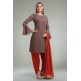 MOUSE RUST CONTRAST READY TO WEAR PARTY WEAR SALWAR KAMEEZ