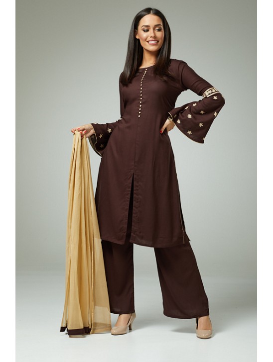 CHOCO ASYMMETRICAL BOLD DESIGNER READYMADE SALWAR SUIT