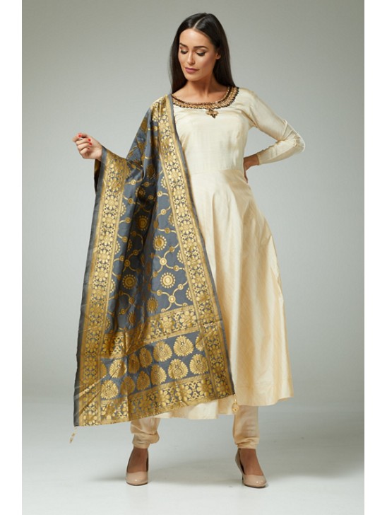 FAWN A LINE INDIAN BANARSI STYLE DUPATTA SALWAR KAMEEZ