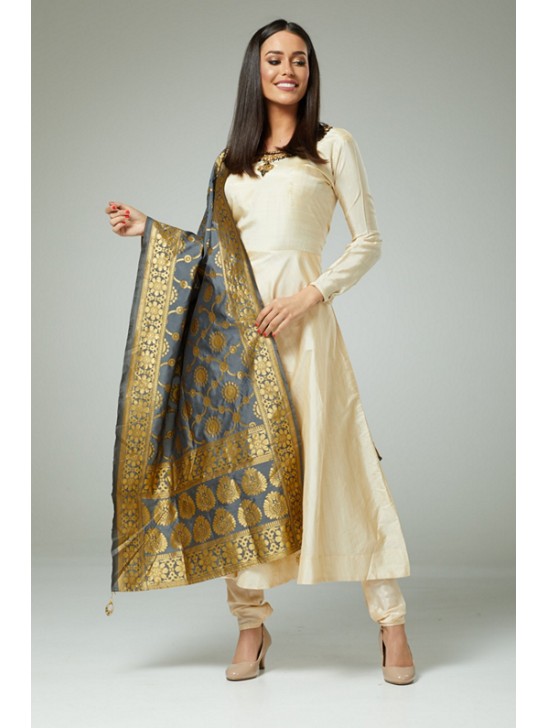 FAWN A LINE INDIAN BANARSI STYLE DUPATTA SALWAR KAMEEZ