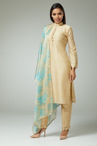 PASTEL BEIGE INDIAN READYMADE PARTY WEAR SALWAR KAMEEZ