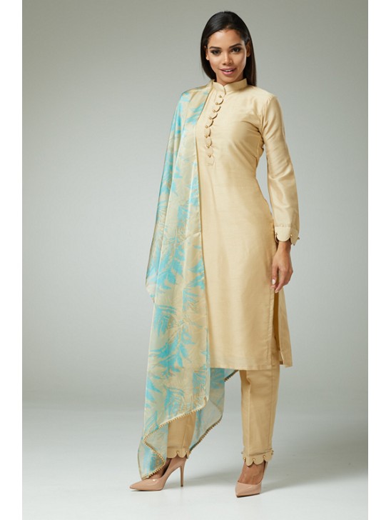 PASTEL BEIGE INDIAN READYMADE PARTY WEAR SALWAR KAMEEZ