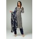 ZACD-148 NAVY BLUE FLORAL PRINTED PUNJABI PAKISTANI STYLE SALWAR KAMEEZ