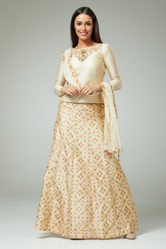 ELEGANT BEIGE EMBROIDERED LEHENGA SET