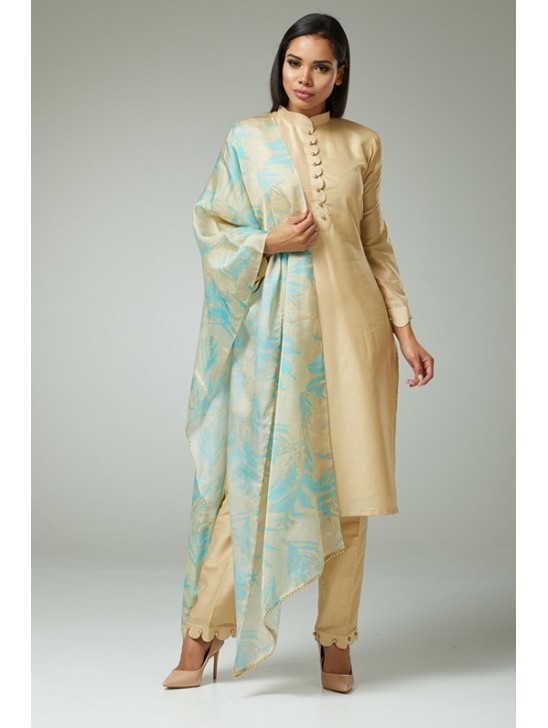 PASTEL BEIGE INDIAN READYMADE PARTY WEAR SALWAR KAMEEZ