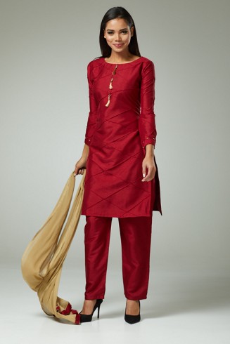 CLASSIC MAROON STRAIGHT CUT READYMADE SUIT