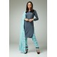 DARK GREY AND SKY BLUE FLORAL PRINTED SALWAR KAMEEZ