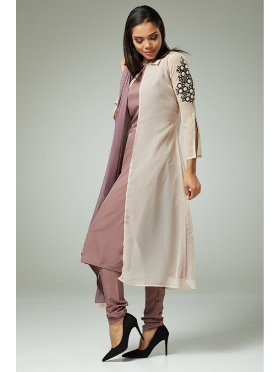 MAUVE JACKET STYLE MODISH SALWAR KAMEEZ