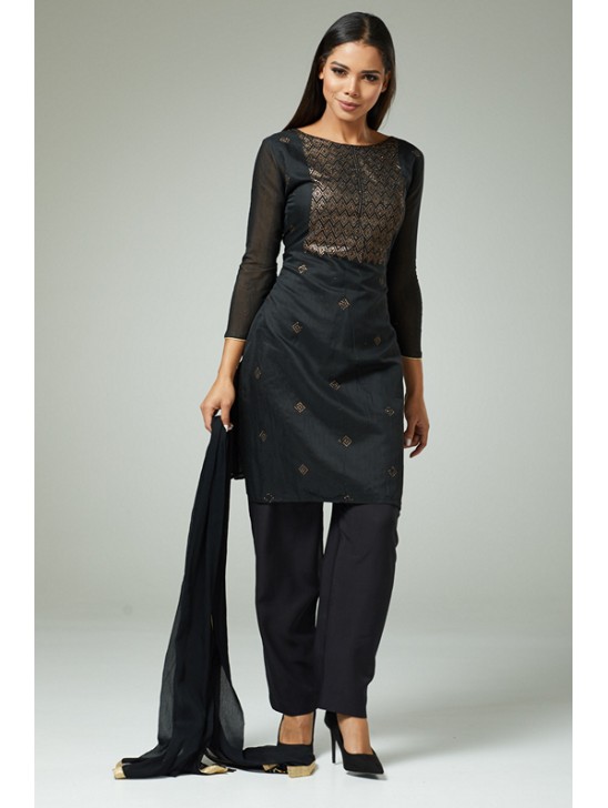 BLACK PARTY WEAR READYMADE INDIAN SALWAR KAMEEZ