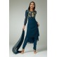 MIDNIGHT TEAL BLUE CHURIDAR SUIT