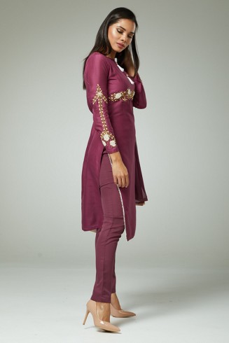 Rose Pink Indian Suit Straight Cut Party Dress