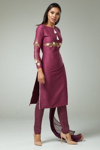 Rose Pink Indian Suit Straight Cut Party Dress